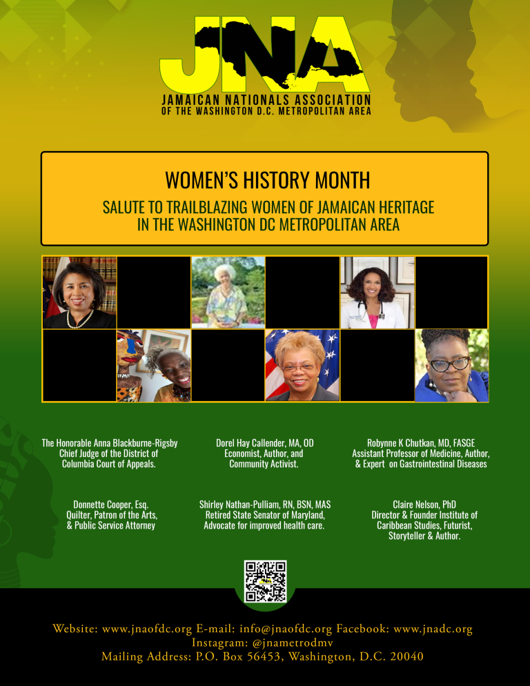 Read more about the article SALUTE TO TRAILBLAZING WOMEN OF JAMAICAN HERITAGE IN THE WASHINGTON, DC, METROPOLITAN AREA